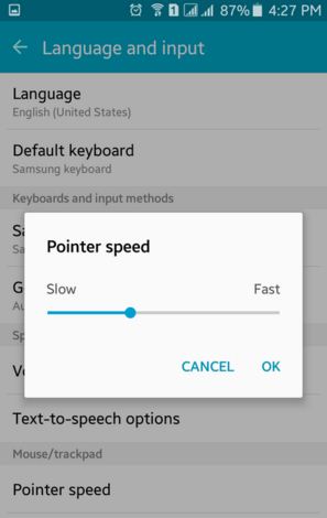 What is the use of pointer speed in Android